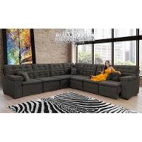 Sofá Magno 3.77x3.32m De Canto, Retrátil E Reclinável - Marrom - 3