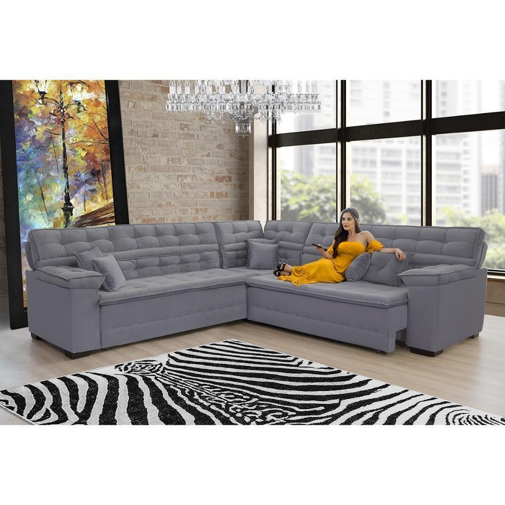 Sofá Magno 2.57x2.37m De Canto, Retrátil E Reclinável - Chumbo - 3