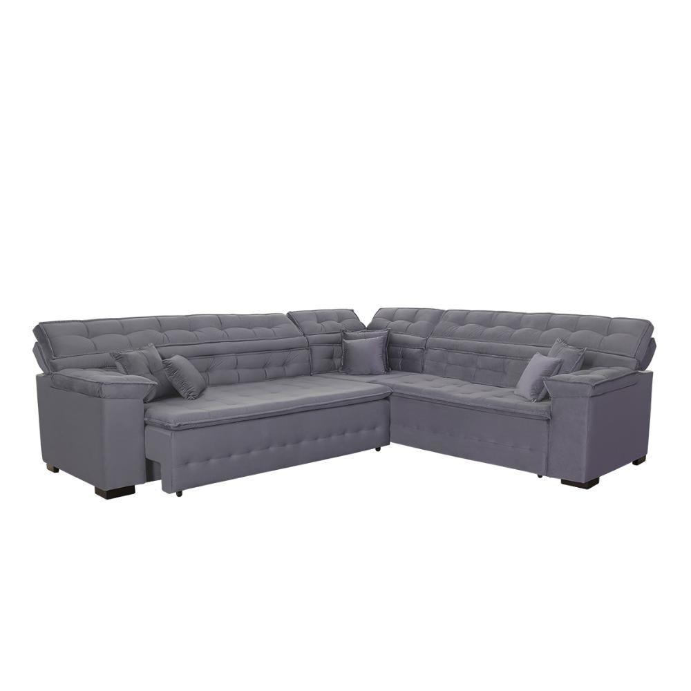 Sofá Magno 2.57x2.37m De Canto, Retrátil E Reclinável - Chumbo - 7