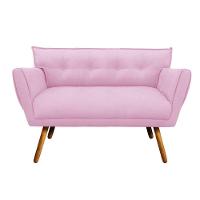 Sofá Retrô Namoradeira Anitta Suede Rosa Bebê - 1