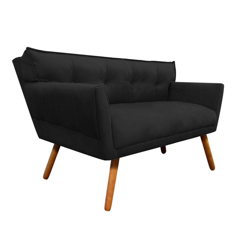 Sofá Retrô Namoradeira Anitta Suede Preto - 3