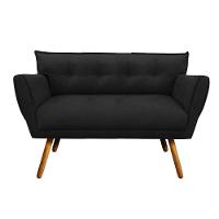 Sofá Retrô Namoradeira Anitta Suede Preto - 1