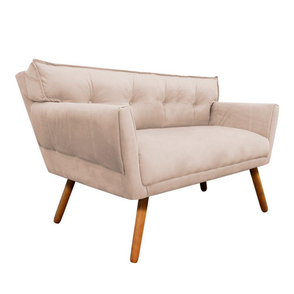 Sofá Retrô Namoradeira Anitta Suede Bege - 2