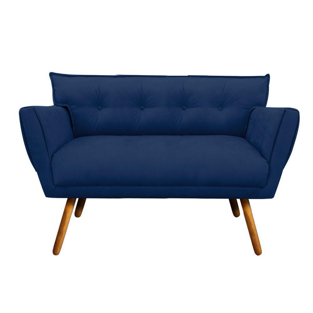 Sofá Retrô Namoradeira Anitta Suede Azul Marinho - 1