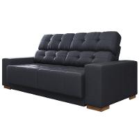Sofá Retrátil Reclinável 3 Lugares Lisboa 210cm Couro Preto - 1
