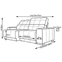 Sofá Retrátil Reclinável 3 Lugares Lisboa 210cm Couro Preto - 3