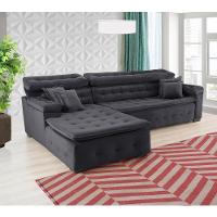 Sofá Orlando 2.40x2.10m Com Chaise, Retrátil E Reclinável - Chumbo - 1