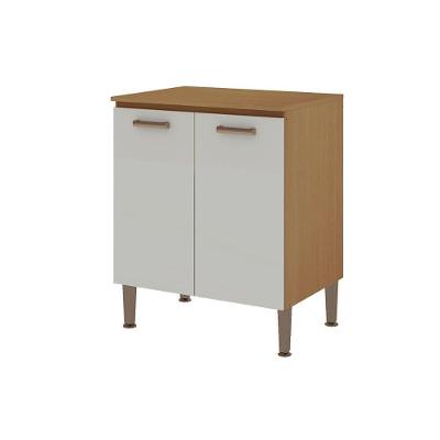 Balcão De Cozinha C- Tampo Essência C- 2 Portas 70cm Freijo-white Laca - Genialflex