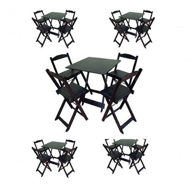 Kit 5 Conjuntos Dobráveis 70x70 Preto 5 Mesas 20 Cadeiras Preto