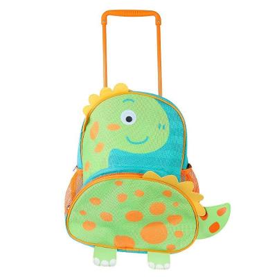 Mochila Infantil Dino Verde Com Rodinhas E Alça Retrátil 14l