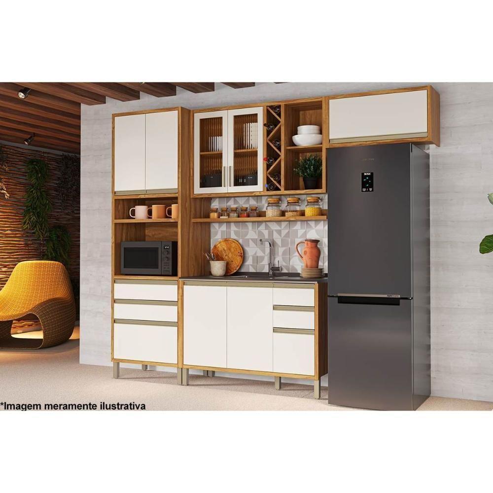 Armário de Cozinha Modulado Tempranillo 1 Porta 80cm Amendoa/Off White - Ronipa - 2