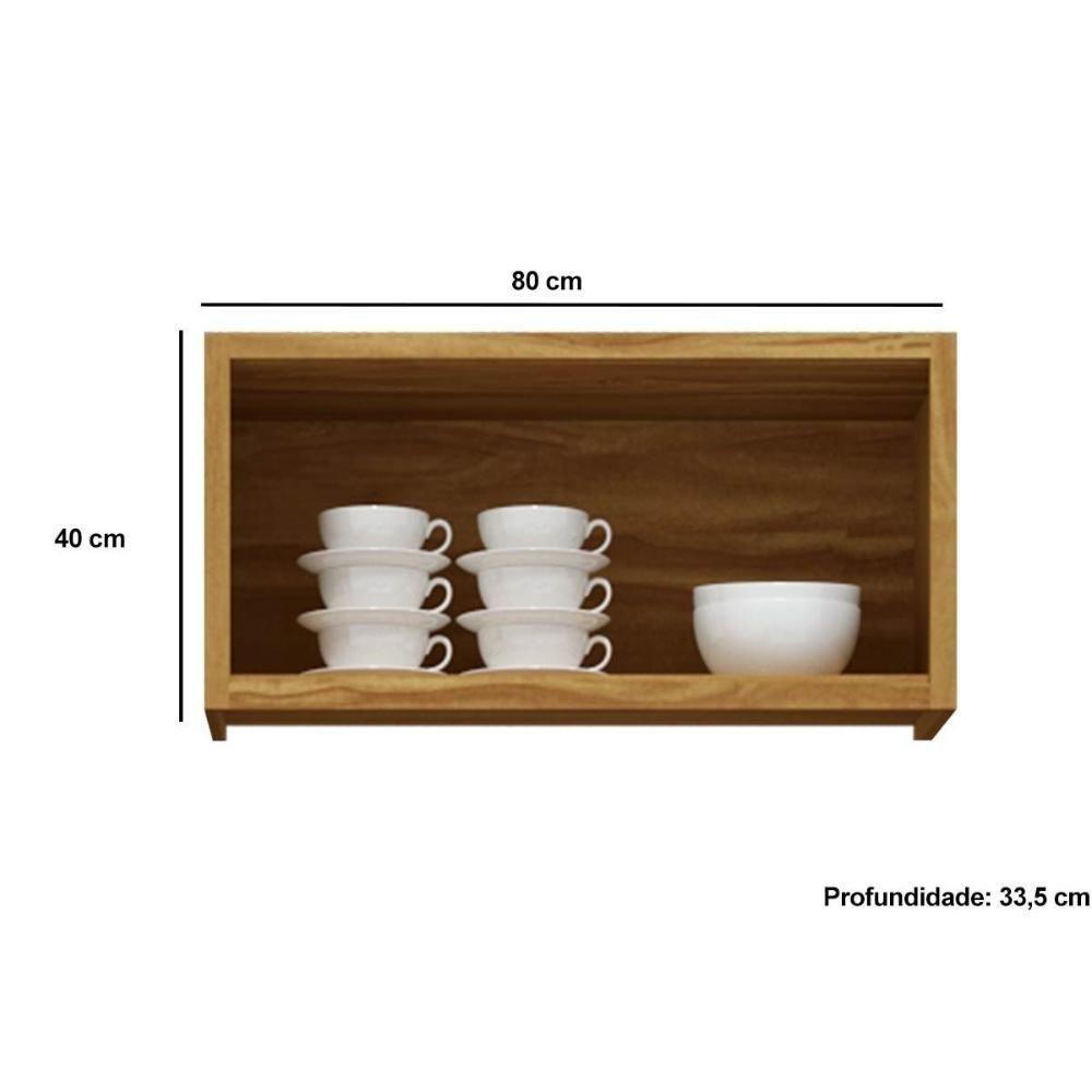 Armário de Cozinha Modulado Tempranillo 1 Porta 80cm Amendoa/Off White - Ronipa - 3