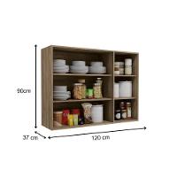 Armário Aéreo p/ Cozinha Maxxi G766 c/ 3 Portas 120cm Nogal - Kappesberg - 4