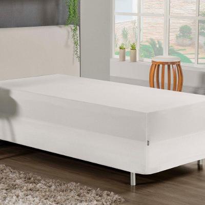 Jogo De Cama Solteiro Nobre 2 Peças Luva De Box 55cm De Altura Malha 100% Algodão - Branco