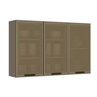 Armário Aéreo p/ Cozinha  Connect c/ 3 Portas de Vidro 120cm Duna - Henn