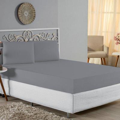 Jogo De Cama Casal Nobre 3 Peças Lençol Com Elástico De 30cm De Altura Malha 100% Algodão - Cinza