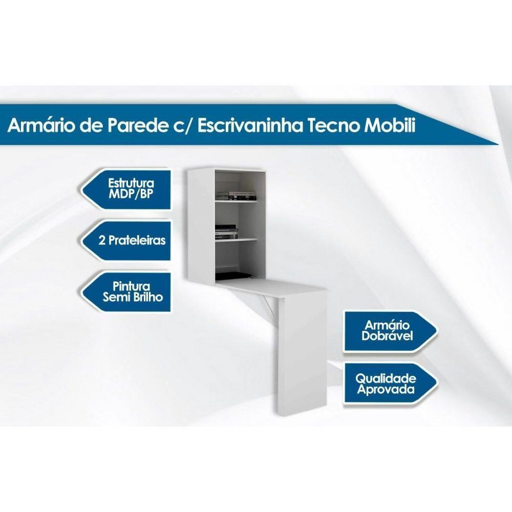 Armário Multiuso Lavanderia AM3106 c/ Mesa Retrátil e 2 Prateleiras Branco - Tecno Mobili - 2