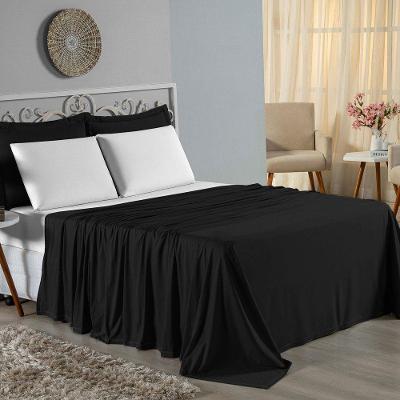 Jogo De Cama Casal Nobre 4 Peças Lençol Com Elástico De 30cm De Altura Malha 100% Algodão - Preto / Branco