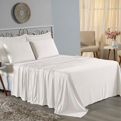 Jogo De Cama Casal Nobre 4 Peças Lençol Com Elástico De 30cm De Altura Malha 100% Algodão - Palha