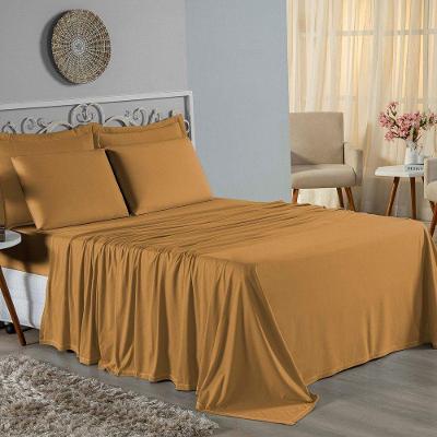 Jogo De Cama Casal Nobre 4 Peças Lençol Com Elástico De 30cm De Altura Malha 100% Algodão - Cobre