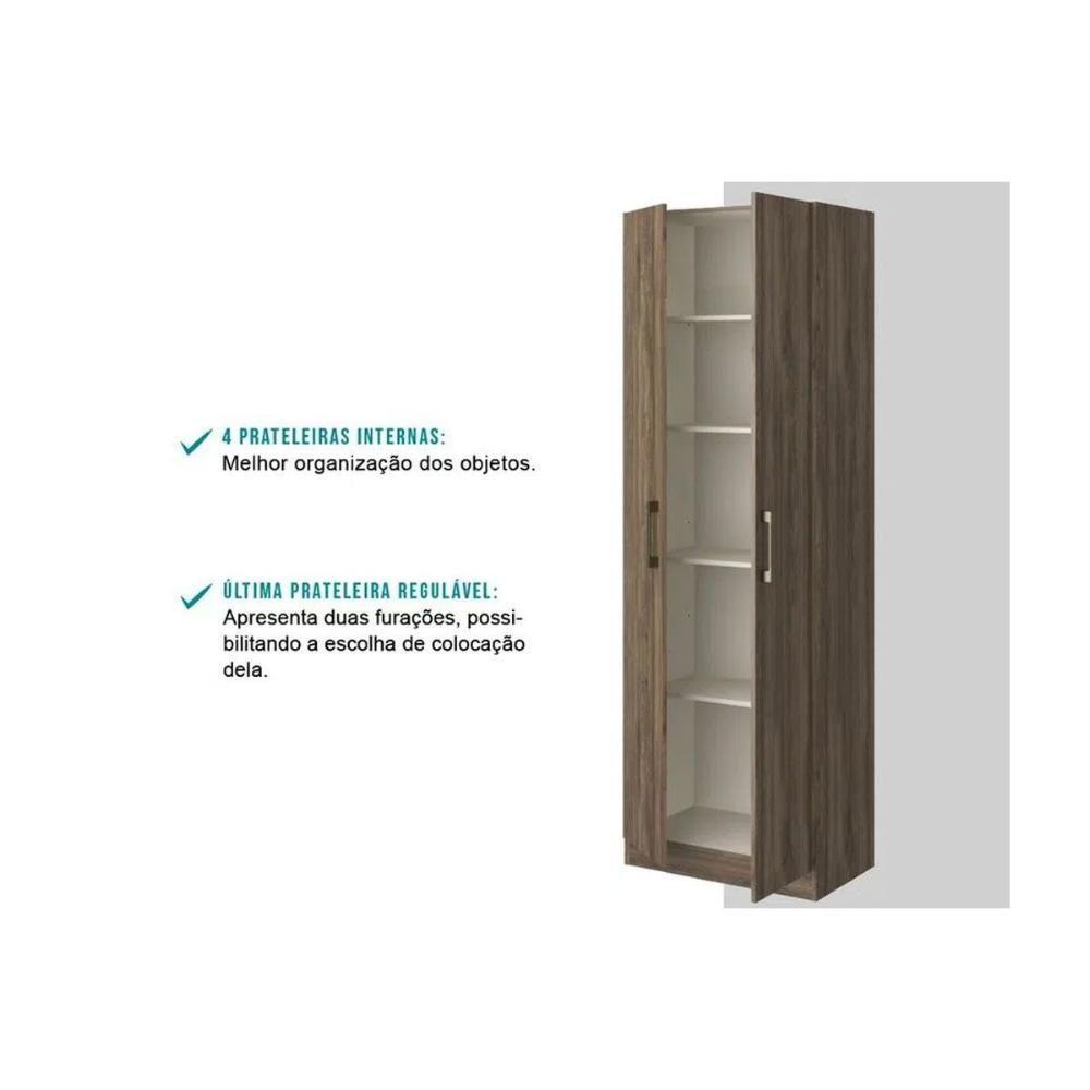 Armário Multiuso Lavanderia 626 c/ 2 Portas Noce - Carraro - 2