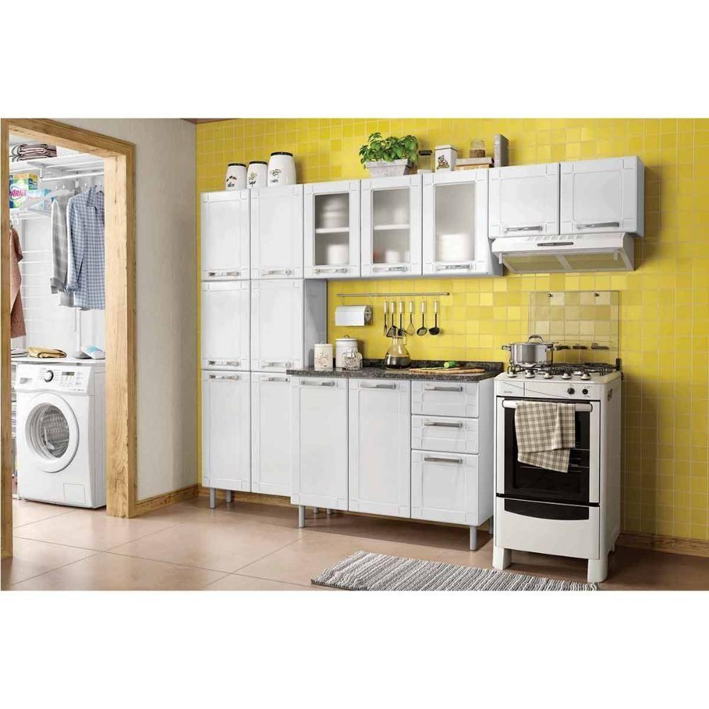 Armário Aéreo p/ Cozinha  Múltipla 6010 3 Portas c/Vidro 105cm Branco/Preto - Bertolini - 2