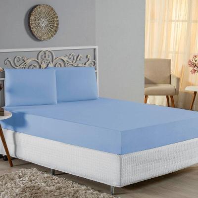 Jogo De Cama Casal Viúva Nobre 3 Peças Malha 100% Algodão - Azul-bebê