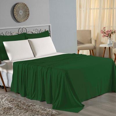 Jogo De Cama Casal Nobre 4 Peças Lençol Com Elástico De 30cm De Altura Malha 100% Algodão - Verde-bandeira / Palha