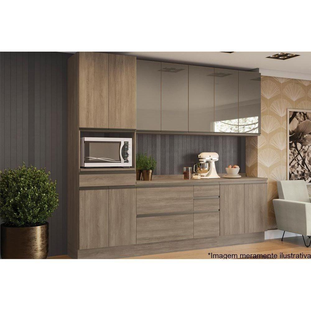 Armário Aéreo Cozinha Modulado  Maxxi G765 2 Portas c/ Vidro Nogal - Kappesberg - 2