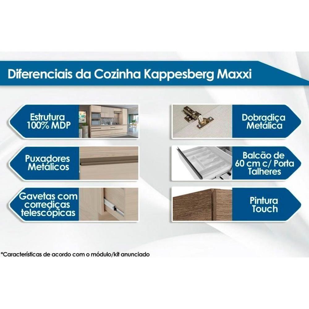 Armário Aéreo Cozinha Modulado  Maxxi G765 2 Portas c/ Vidro Nogal - Kappesberg - 4