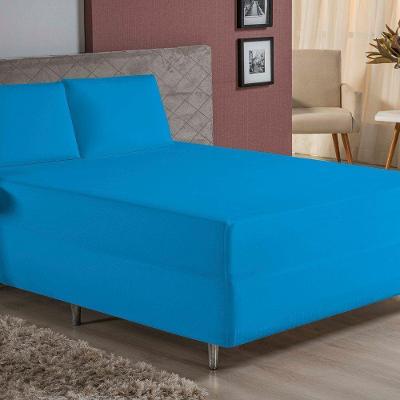 Jogo De Cama Queen Nobre 3 Peças Luva De Box 55cm De Altura Malha 100% Algodão - Turquesa