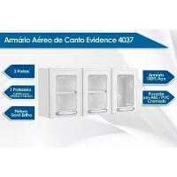 Armário Aéreo Cozinha Modulado  Evidence 7009 3 Portas c/Vidro Branco - Bertolini