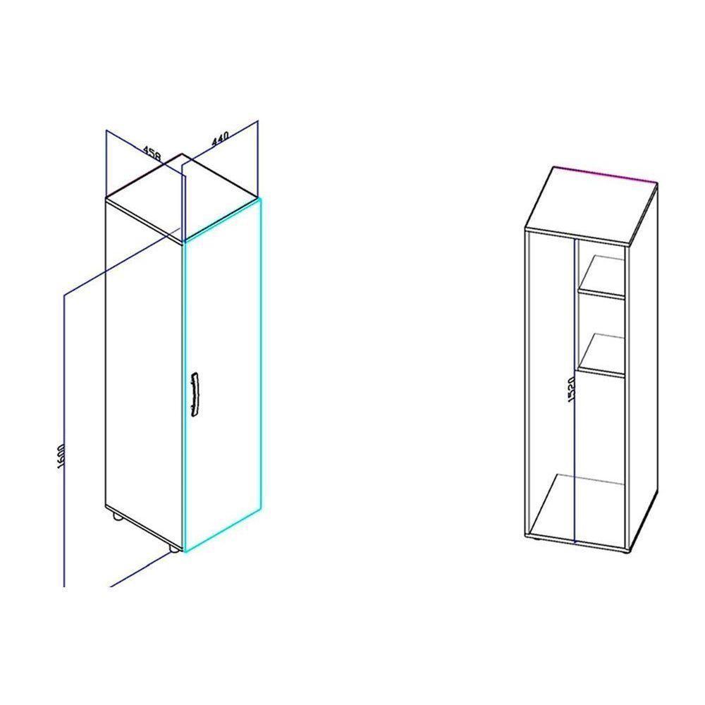 Armário Sapateira Solteiro ASM180 c/ 1 Porta Branco - Movelbento - 6