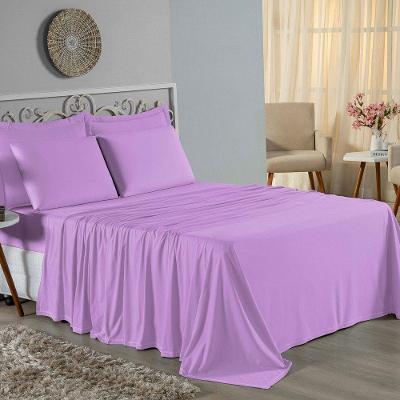 Jogo De Cama Queen Nobre 4 Peças Lençol Com Elástico De 30cm De Altura Malha 100% Algodão - Lilás