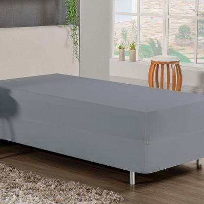 Jogo De Cama Solteiro Nobre 2 Peças Luva De Box 55cm De Altura Malha 100% Algodão - Cinza