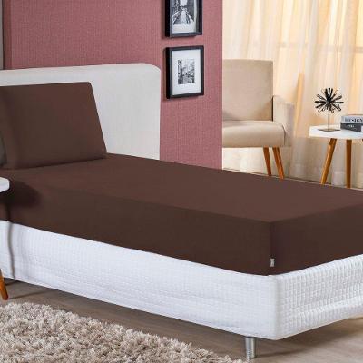 Jogo De Cama Solteiro Nobre 2 Peças Lençol Com Elástico De 30cm De Altura Malha 100% Algodão - Marrom