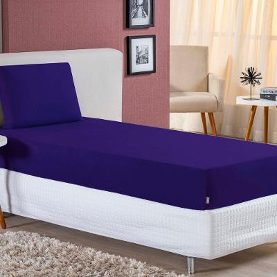 Jogo De Cama Solteiro Nobre 2 Peças Lençol Com Elástico De 30cm De Altura Malha 100% Algodão - Roxo