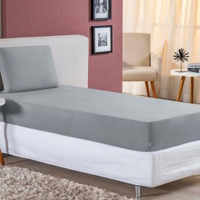 Jogo De Cama Solteiro Nobre 2 Peças Lençol Com Elástico De 30cm De Altura Malha 100% Algodão - Cinza