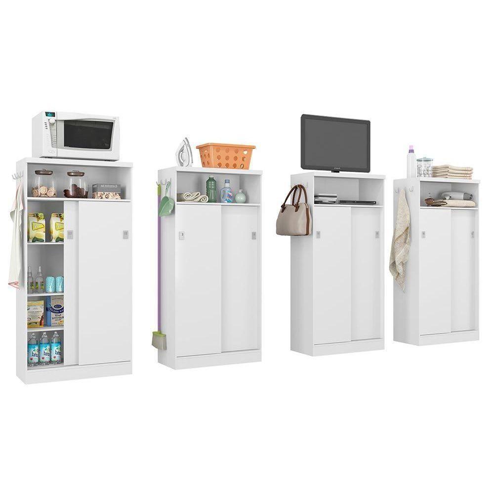 Armário Multiuso Casal 528 c/ 2 Portas de Correr Branco - Carraro - 3