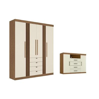 Guarda Roupa +1cômoda Qc296 Jatoba/areia - Santos Andirá