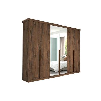 Guarda Roupa Casal 6 Portas E 6 Gavetas C- Espelho Guarapari Avelã - Panan