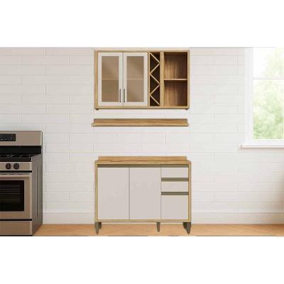 Cozinha Modulada Ronipa Tempranillo 3 Peças 1aéreo+1balcão+1complemento Amendoa/off White ronipa