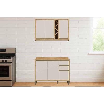 Cozinha Modulada Ronipa Tempranillo Tempranillo 2 Peças (1aéreo+1balcão)Amendoa/off White-ronipa