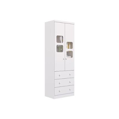 Guarda Roupa Infantil C/ 2 Portas Cristal E 3 Gavetas Uli Branco - Peroba