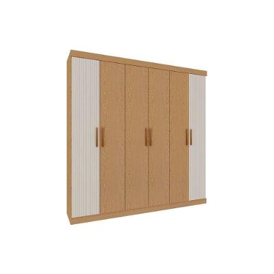 Guarda Roupa Casal 6 Portas (2 Frisadas) E 2 Gavetas Palermo Cinamomo-white Laca - Genialflex
