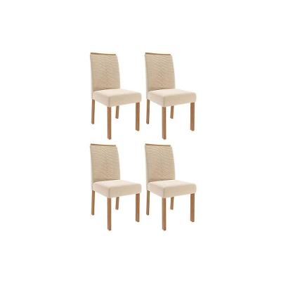 Cadeira Sala De Jantar Clarice Wood Kit 4 Un Carvalho/suede Nude Bege - Cimol