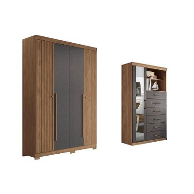 Guarda Roupa +cômoda 2 Peças Qc333 Jatobá/grafite - Santos Andirá