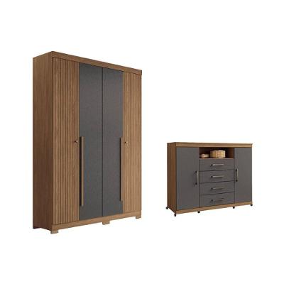 Guarda Roupa +cômoda 2 Peças Qc328 Jatobá/grafite - Santos Andirá