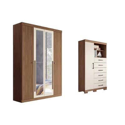 Guarda Roupa +cômoda 2 Peças Qc326 Jatoba/areia - Santos Andirá