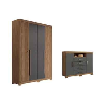 Guarda Roupa +cômoda 2 Peças Qc327 Jatobá/grafite - Santos Andirá